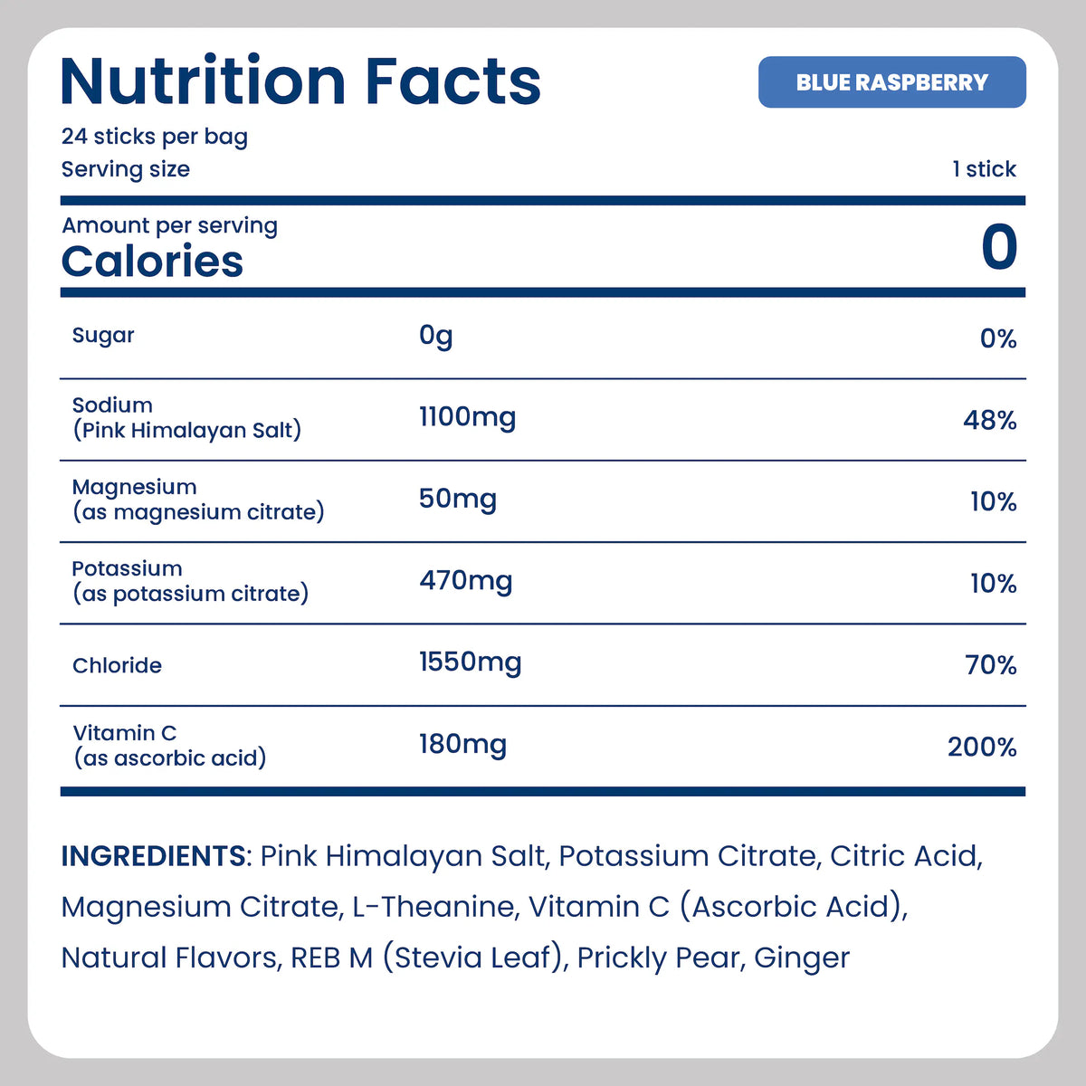Try Before You Buy starter pack in blue raspberry flavor, featuring nutrition facts and ingredients list - blue_raspberry