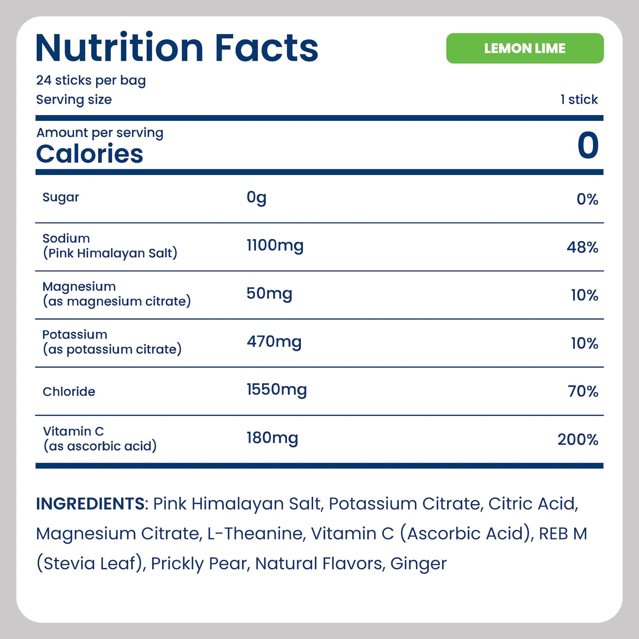 Try Before You Buy starter pack with nutrition facts for lemon lime flavor, 24 sticks per bag - lemon