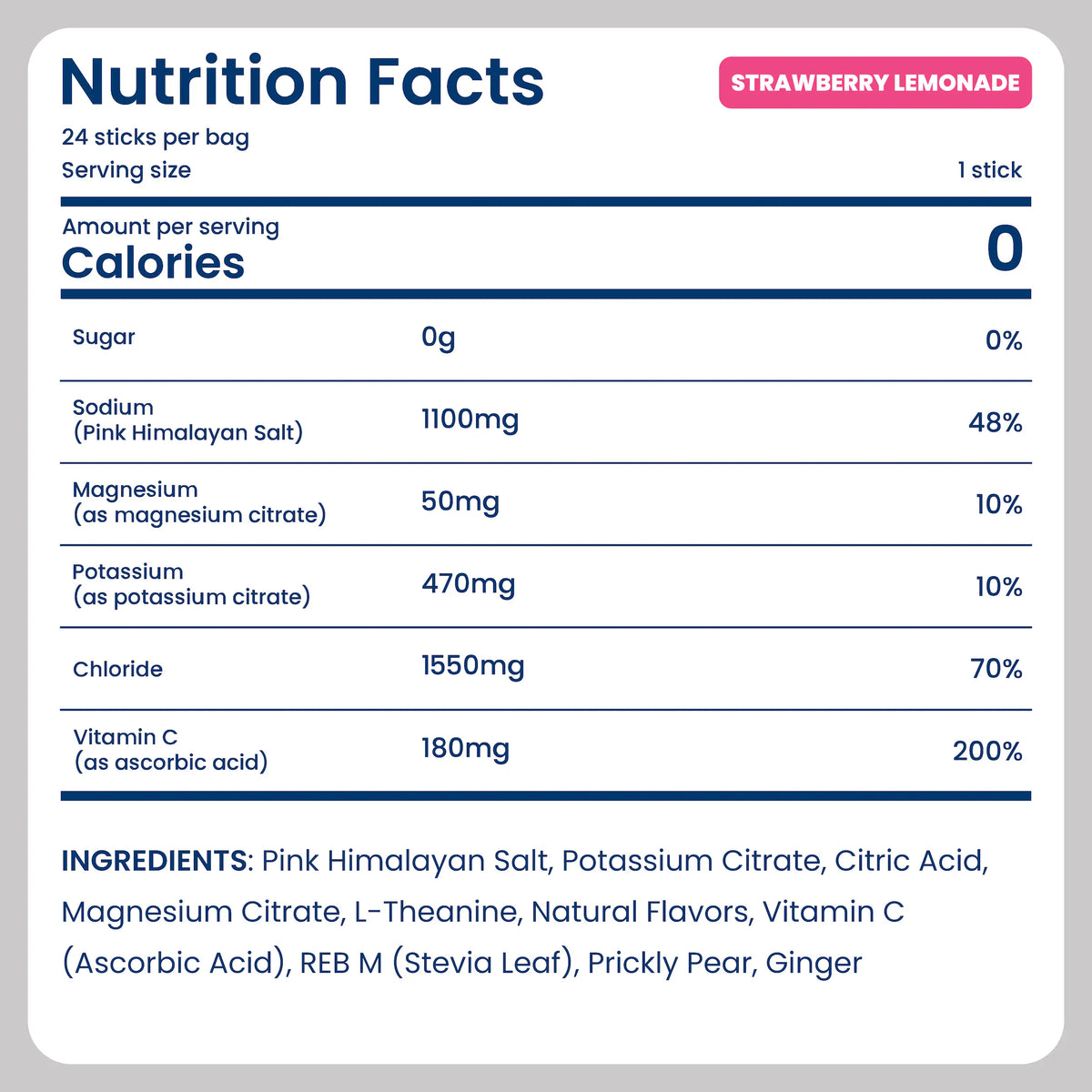 Try Before You Buy starter pack with 24 sticks of strawberry lemonade flavor nutrition facts - strawberry_lemonade