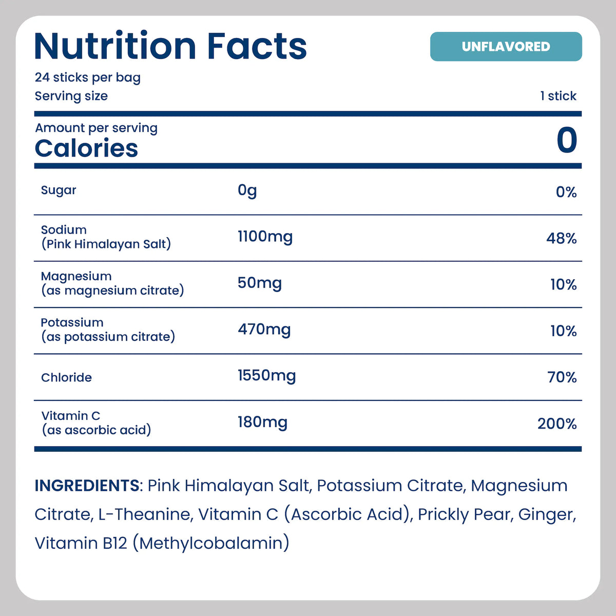 Rally Bear Unflavored nutrition facts and vitamins - unflavor